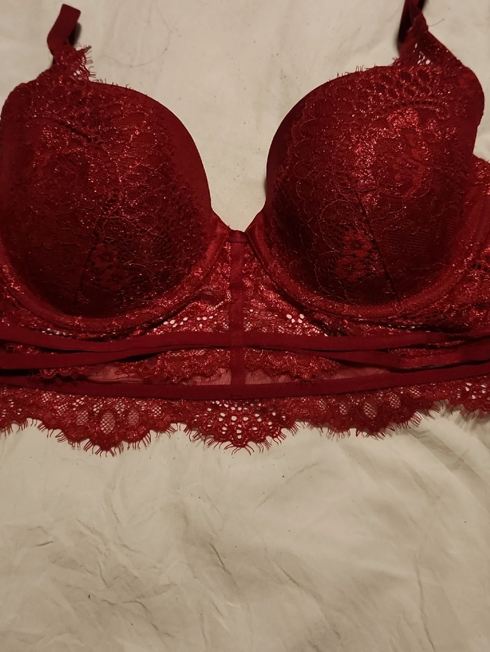 La SENZA Red Lace Longline Push-Up Bra - Picture 3 of 6